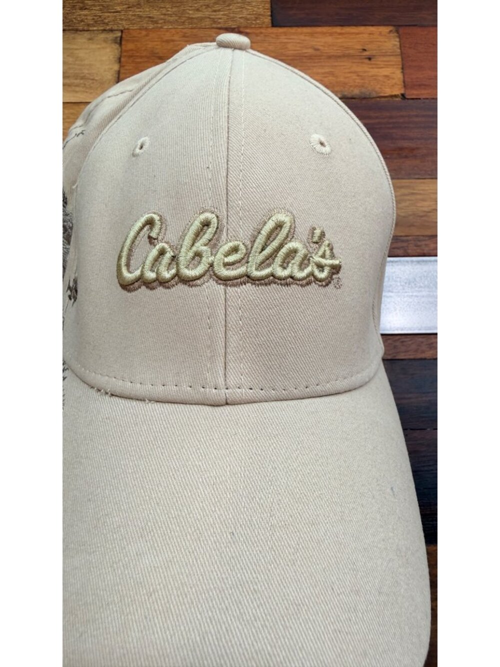 Vintage Cabela's Strapback Baseball Cap Beige ,OS Adjustable, Authentic Wildlife